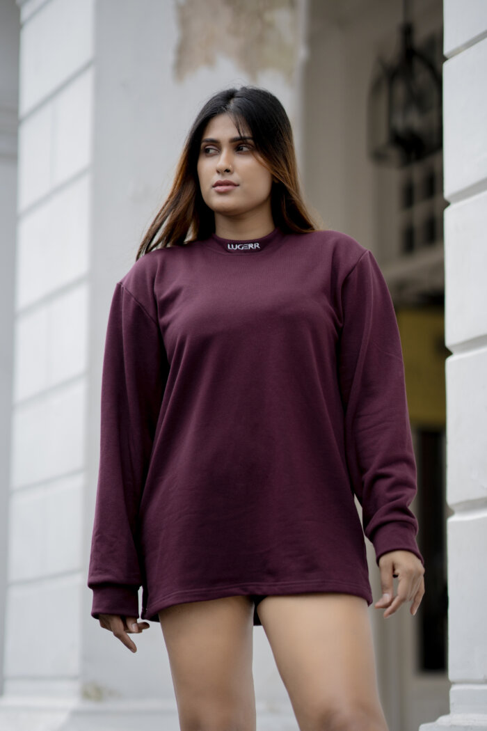 Lugerr High-neck Long sleeve Oversized Tee