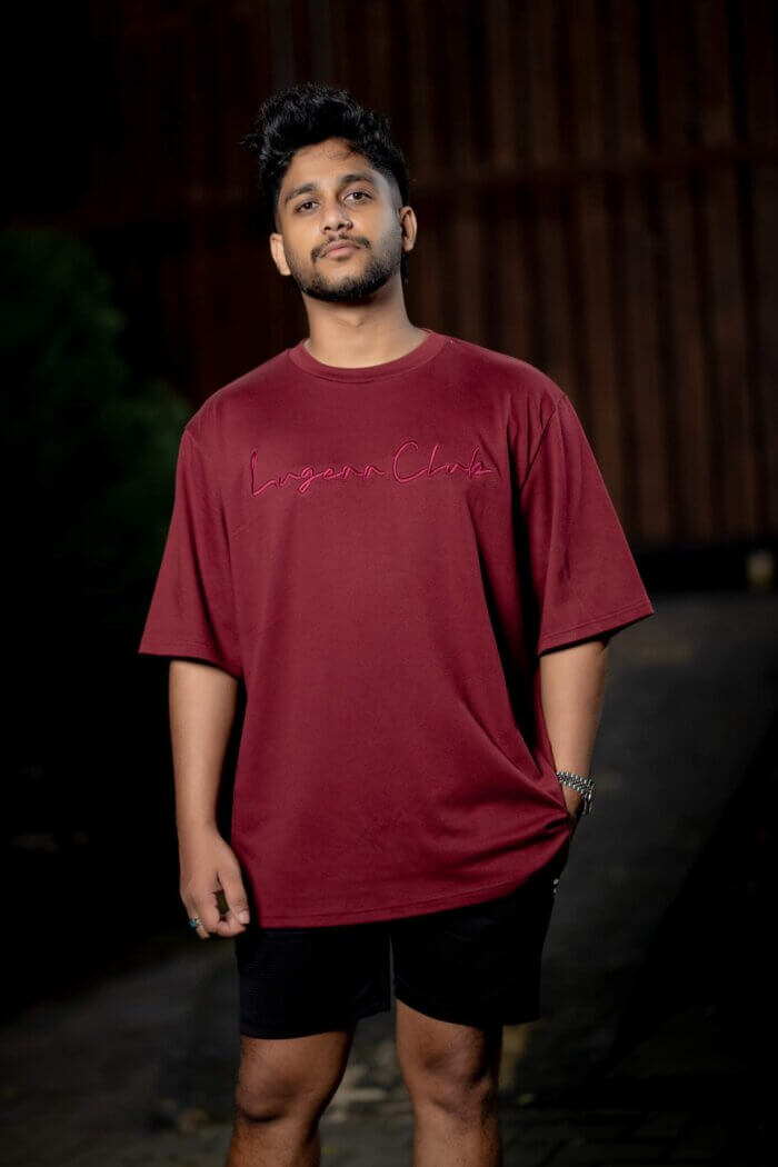Lugerr Club EMB Oversized Tee - Maroon - Image 2
