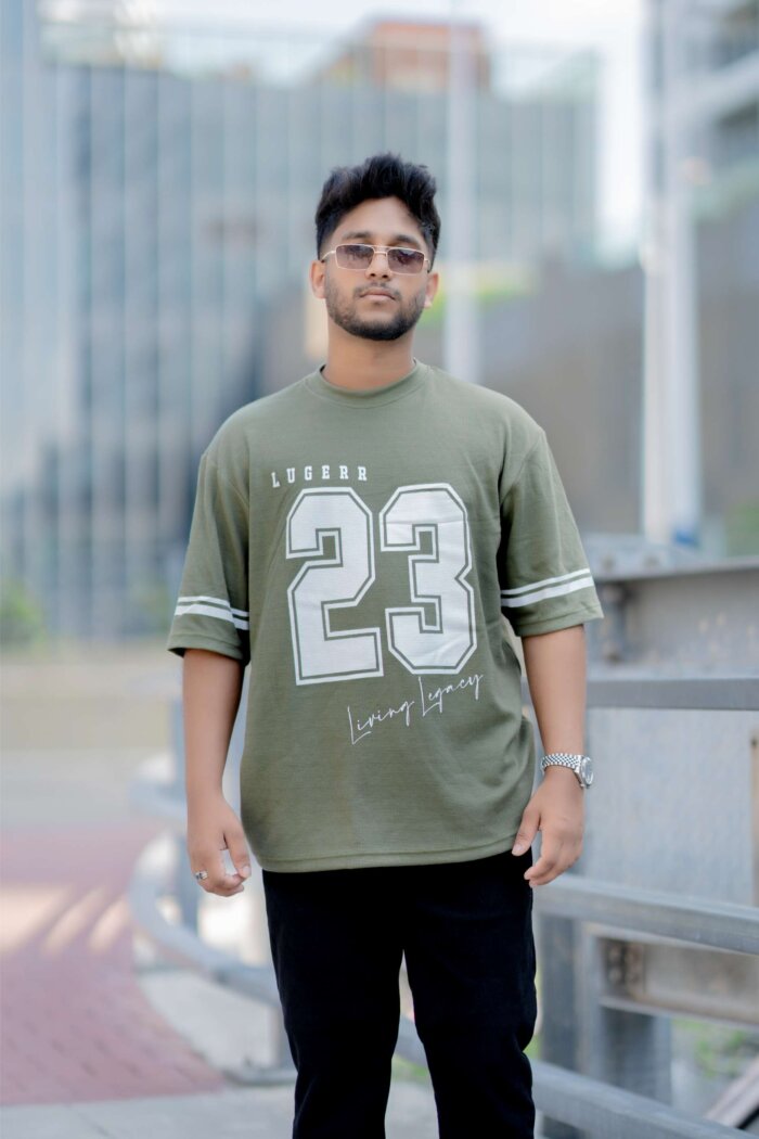 Lugerr No.23 Living Legacy high neck Oversized Tee - Mossy Green - Image 2
