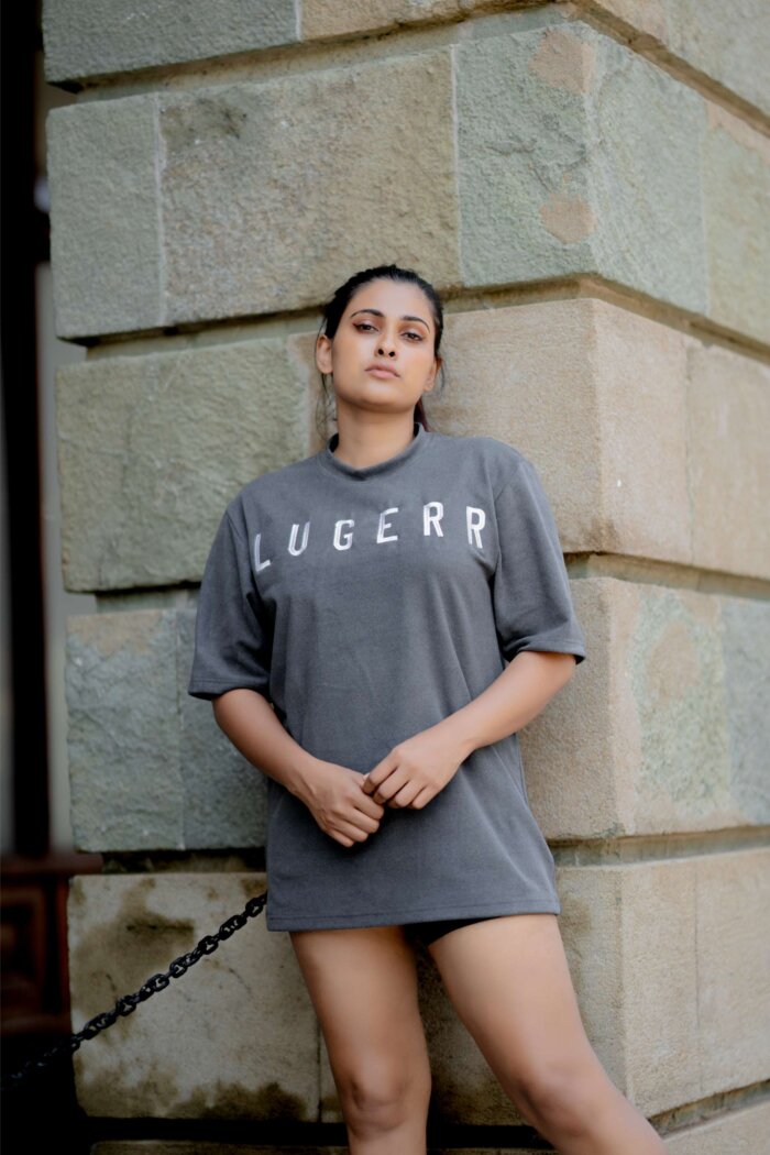 Lugerr Prime High-neck Oversized Tee - Gray - Image 2