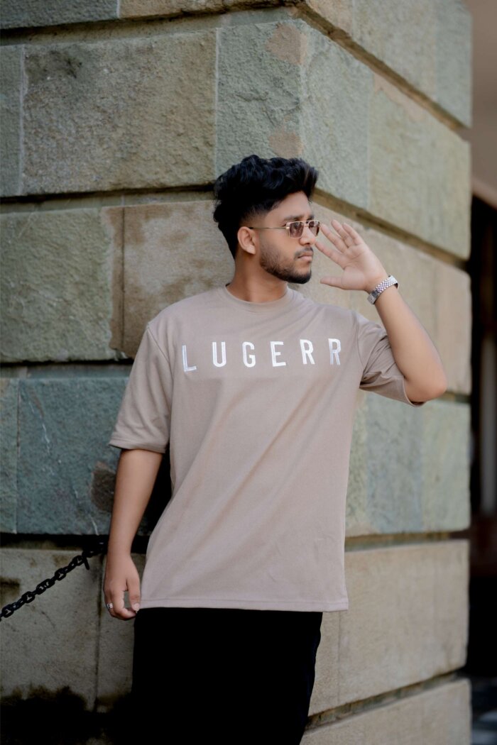 Lugerr Prime High-neck Oversized Tee - Beige - Image 2