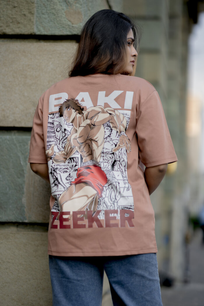 Zeeker Anime Printed Oversized Tee - Orange I - Image 3