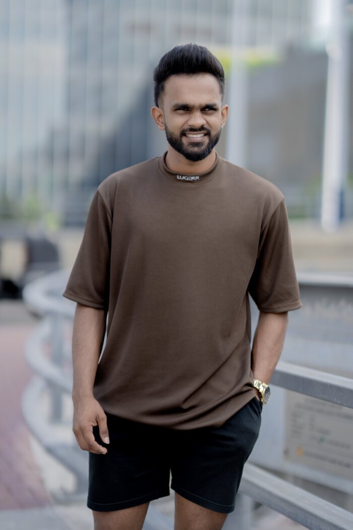 Lugerr High-neck Oversized Tee - Chocolate Brown - Image 2
