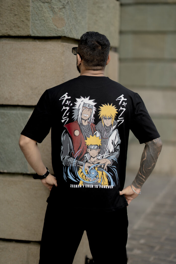 Zeeker Anime Printed Oversized Tee - Black ii - Image 5
