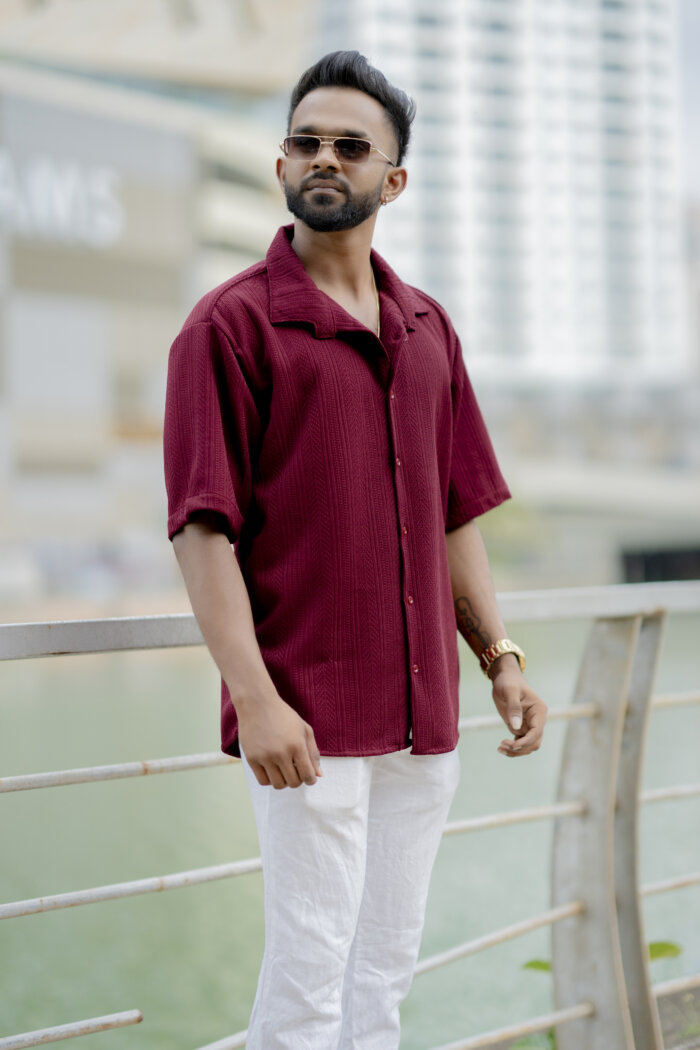 Lugerr Textured Shirt - Maroon - Image 3