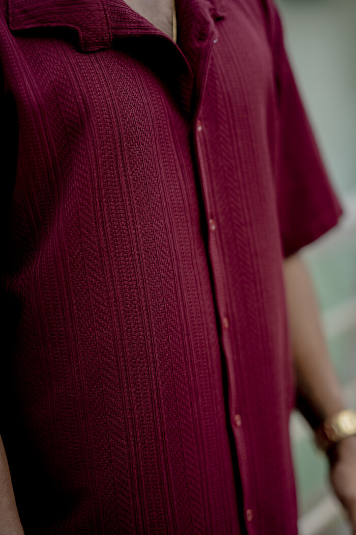 Lugerr Textured Shirt - Maroon - Image 2