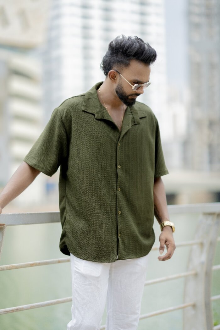 Lugerr Textured Shirt - Olive Green - Image 3