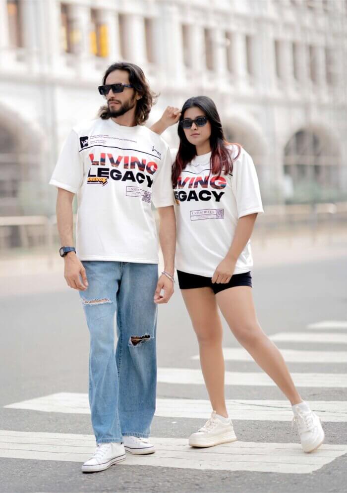 Lugerr Printed Living Legacy high neck Oversized Tee - Off White - Image 2