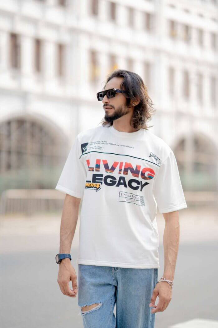 Lugerr Printed Living Legacy high neck Oversized Tee - Off White - Image 4