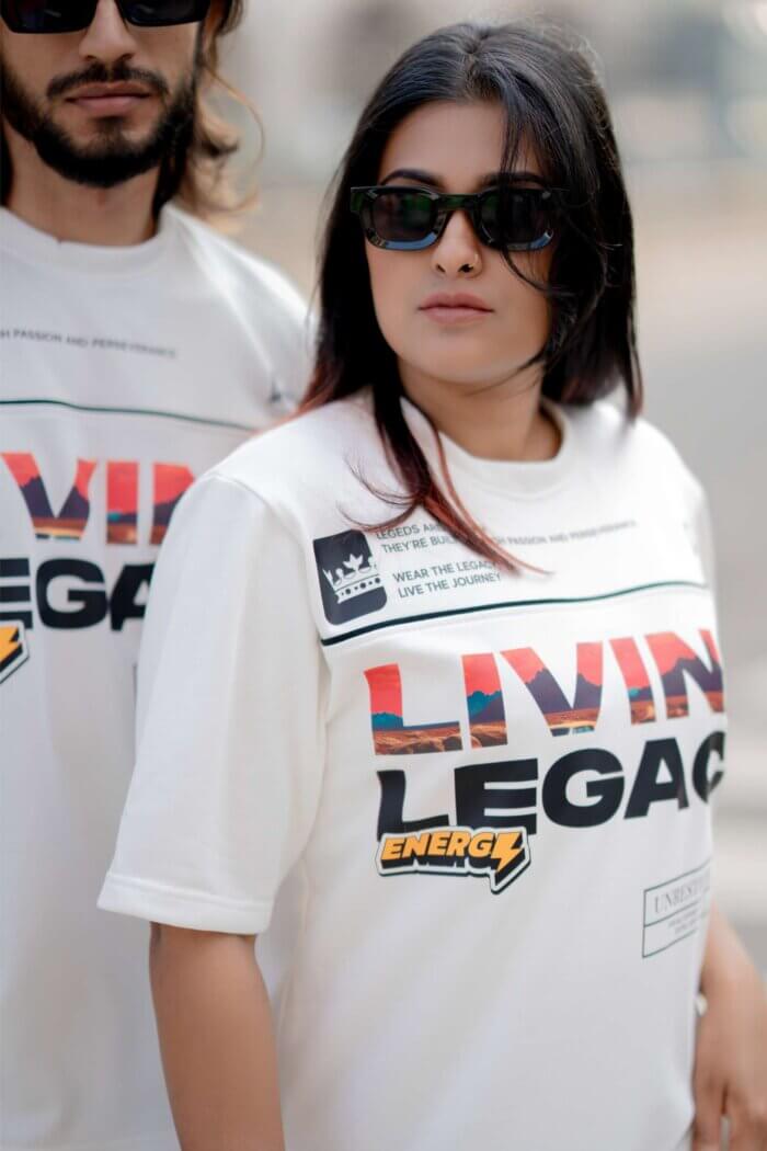 Lugerr Printed Living Legacy high neck Oversized Tee - Off White - Image 3