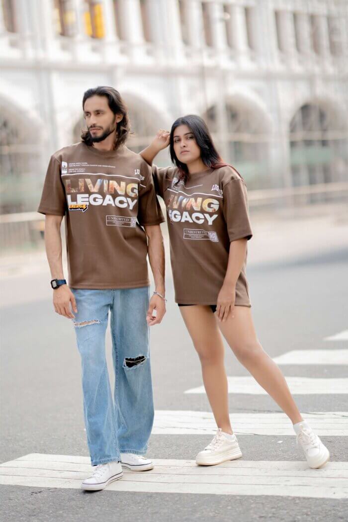 Lugerr Printed Living Legacy high neck Oversized Tee - Brown - Image 2