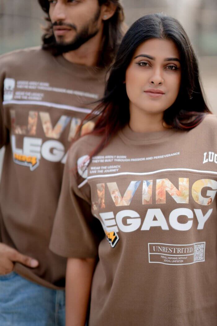 Lugerr Printed Living Legacy high neck Oversized Tee - Brown - Image 4