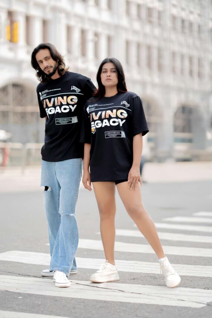 Lugerr Printed Living Legacy high neck Oversized Tee - Black - Image 2