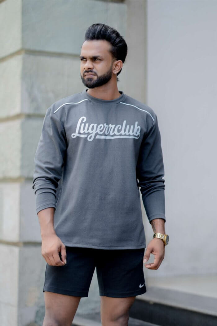 Lugerr Club Italic Long Sleeves Tee - Gray - Image 2