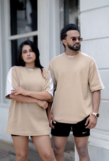 Lugerr Striped high neck oversized tee