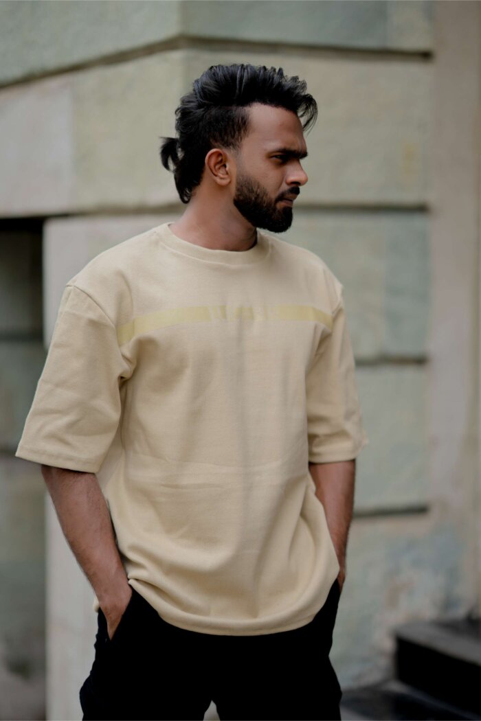 Lugerr Shadow Line Oversized Tee - Beige - Image 3