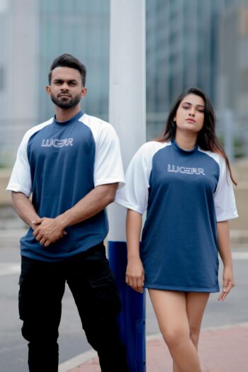 Lugerr Arena high neck Oversized Tee - Midnight Blue