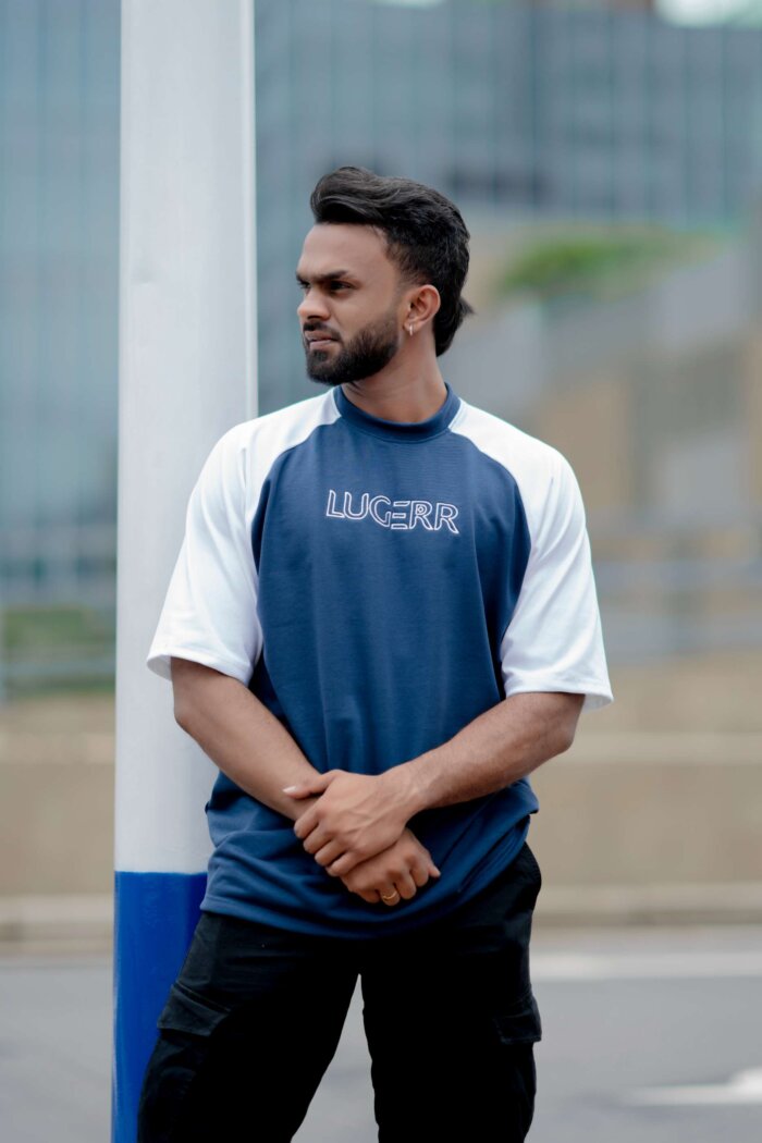 Lugerr Arena high neck Oversized Tee - Midnight Blue - Image 2