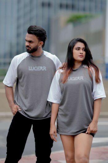 Lugerr Arena high neck Oversized Tee - Slate Gray