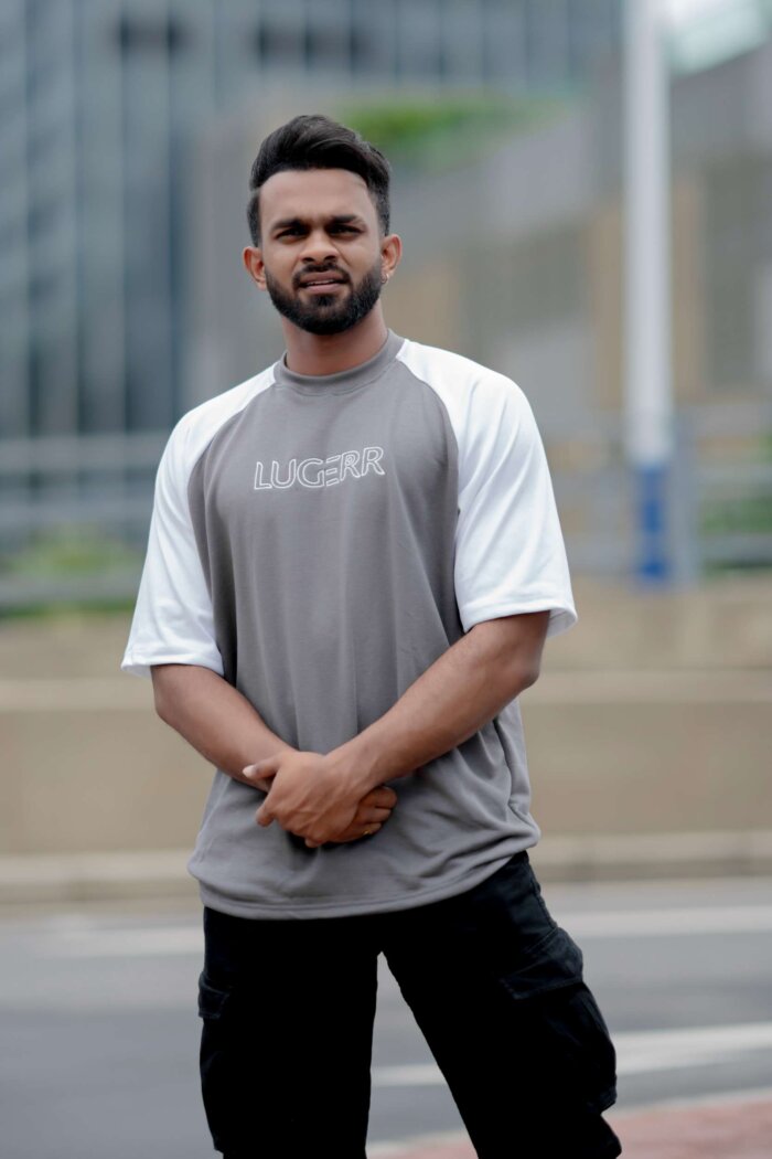 Lugerr Arena high neck Oversized Tee - Slate Gray - Image 2