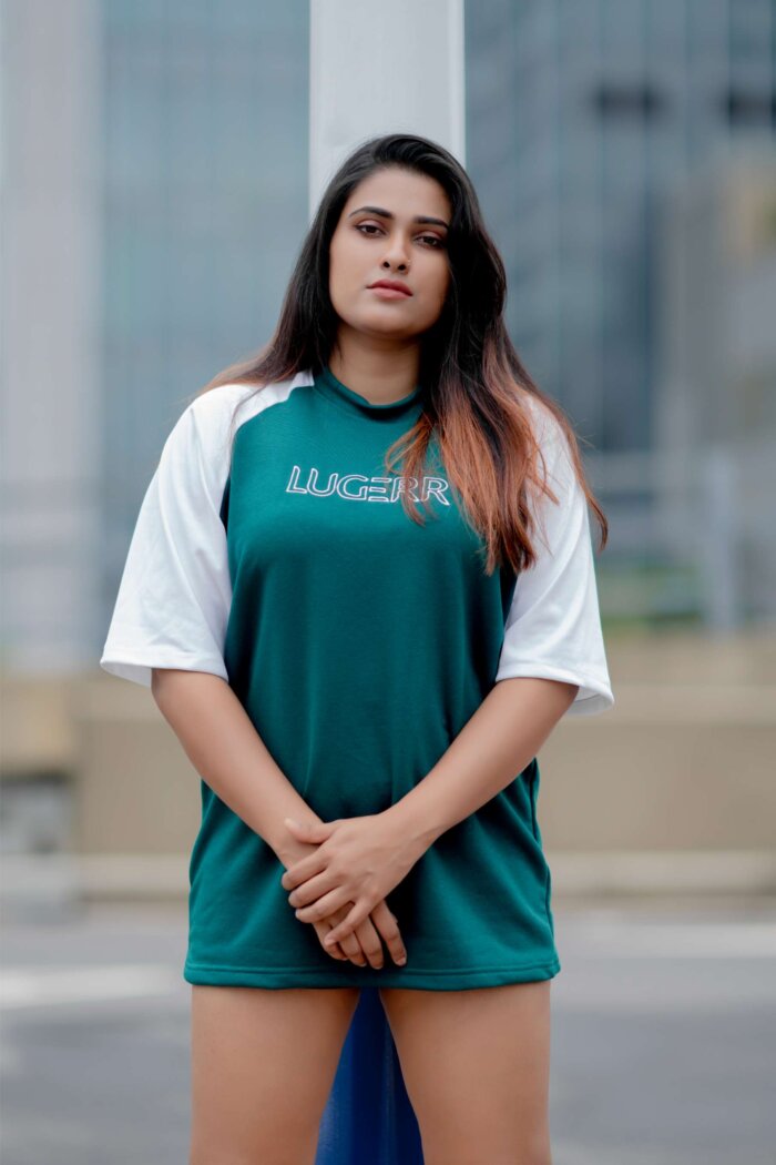 Lugerr Arena high neck Oversized Tee - Dark Aquatic Green