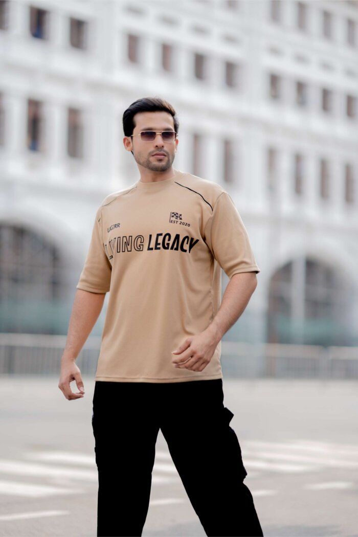Living Legacy High-neck Oversized Tee – Beige - Image 2