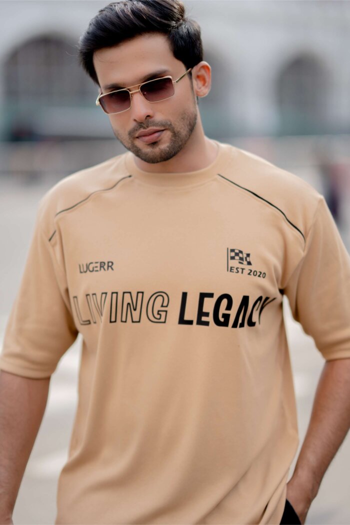 Living Legacy High-neck Oversized Tee – Beige