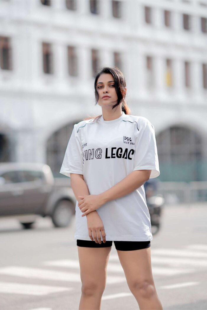 Living Legacy High-neck Oversized Tee – Pure White - Image 3