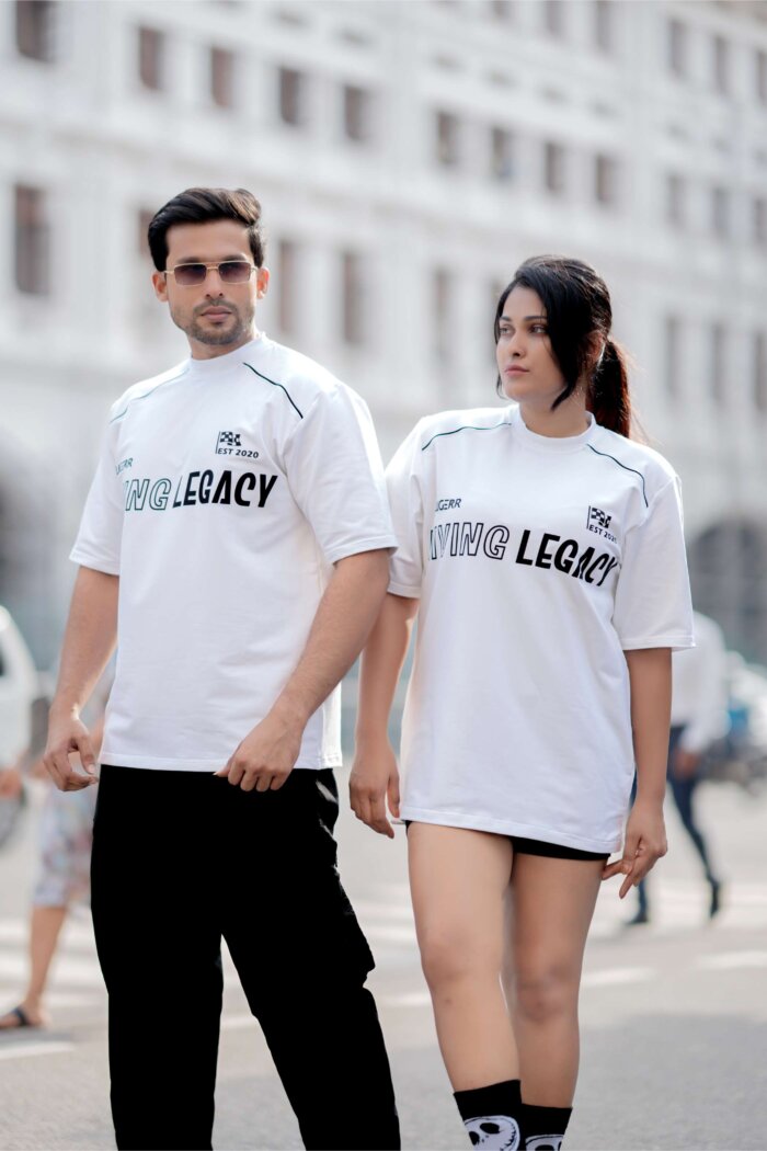 Living Legacy High-neck Oversized Tee – Pure White