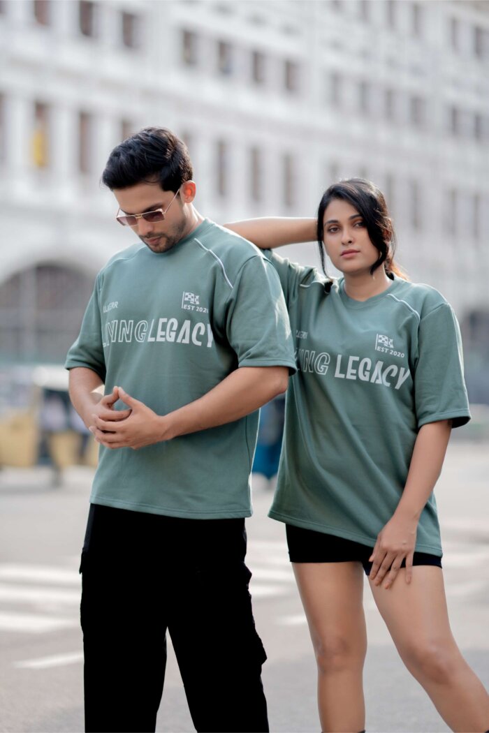 Living Legacy High-neck Oversized Tee – Muted Sage Green
