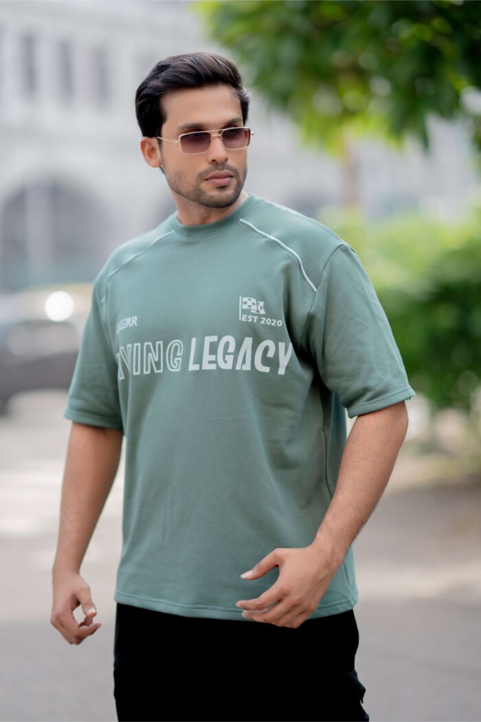 Living Legacy High-neck Oversized Tee – Muted Sage Green - Image 2