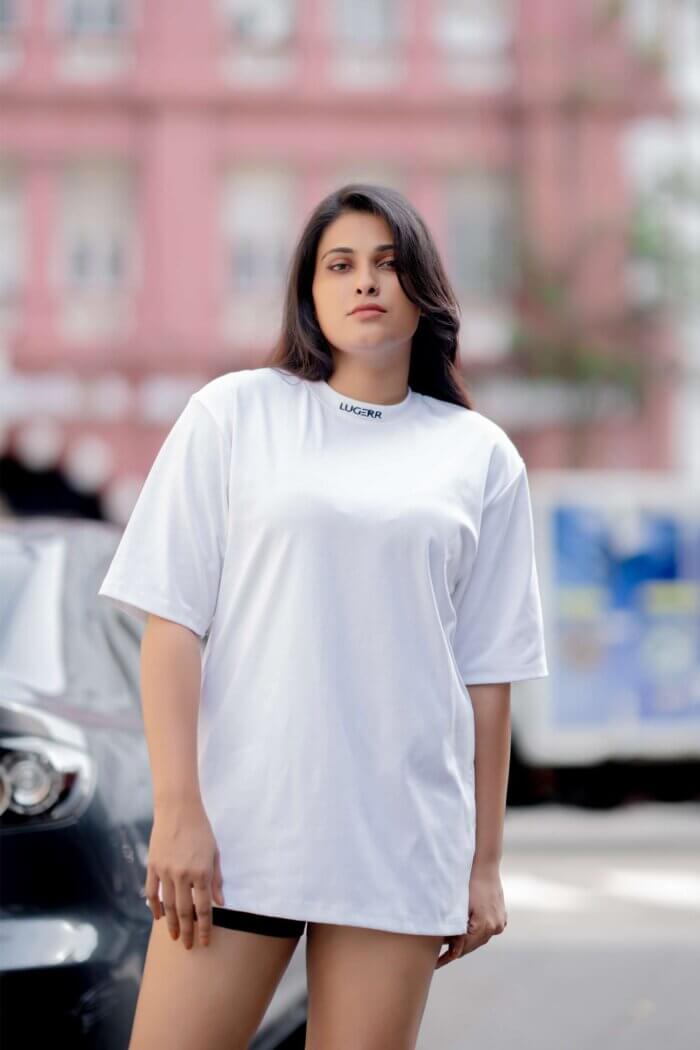 Lugerr High-neck Oversized Tee - Pure White - Image 3