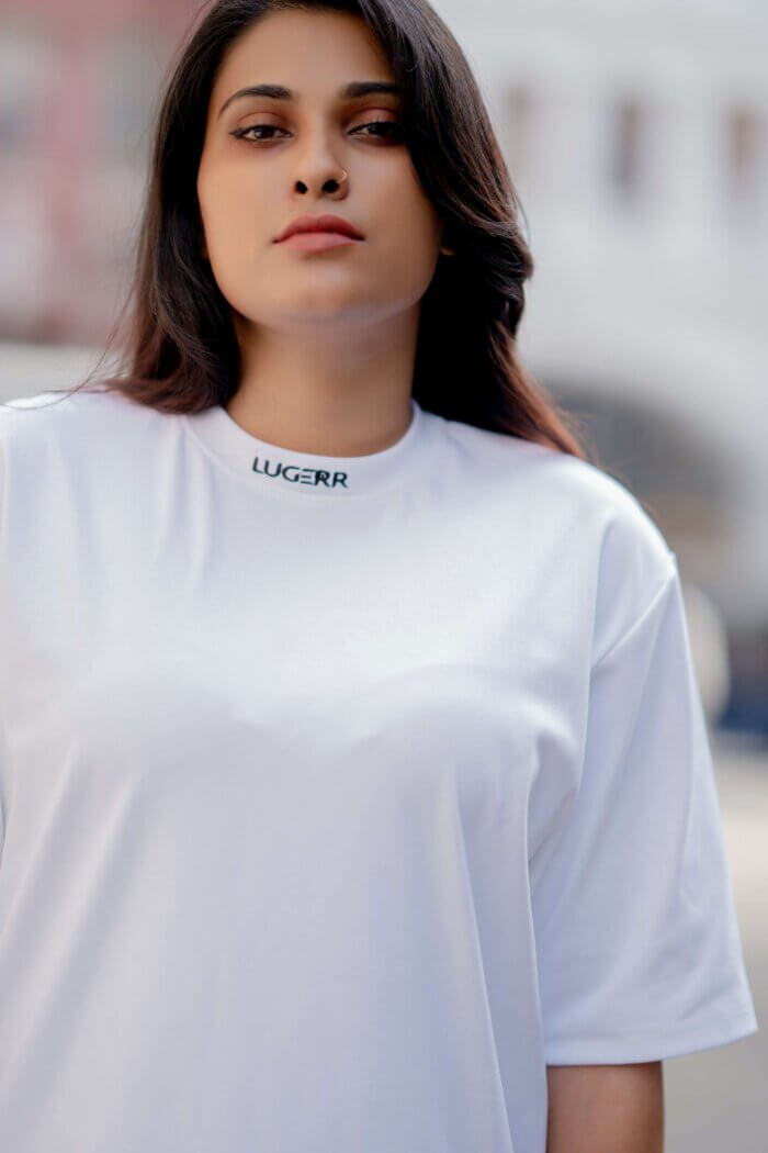 Lugerr High-neck Oversized Tee - White