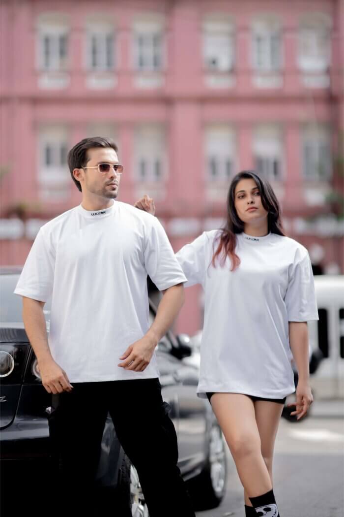 Lugerr High-neck Oversized Tee - White