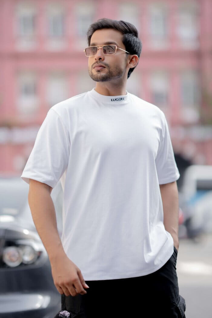 Lugerr High-neck Oversized Tee - Pure White - Image 2