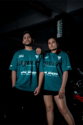 Lugerr Racing Club high neck oversized tee – Dark Teal