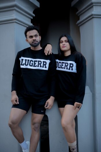 Lugerr Applique long sleeve oversized tee - Black