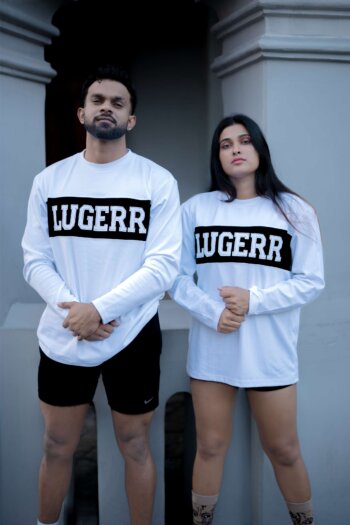 Lugerr Applique long sleeve oversized tee - White