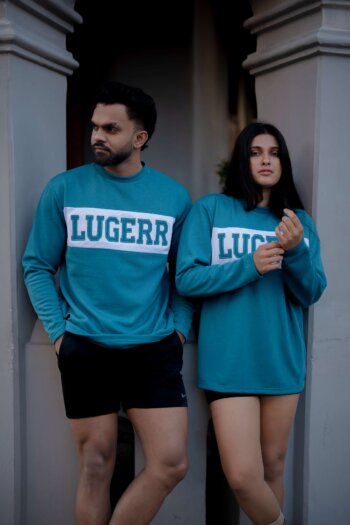Lugerr Applique long sleeve oversized tee - Deep Aqua