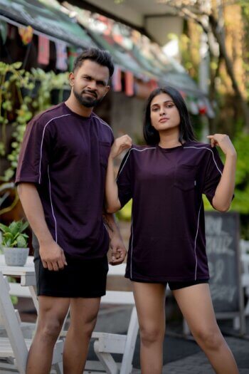 Lugerr Pocket-Line oversized tee – Dark plum