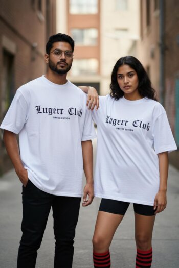 Lugerr Limited Edition high neck oversized tee – White