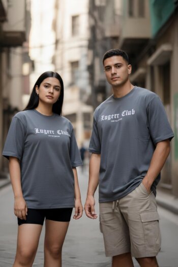 Lugerr Limited Edition high neck oversized tee – Ash