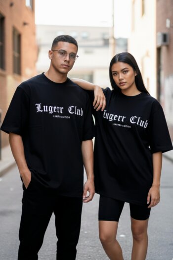 Lugerr Limited Edition high neck oversized tee – Black