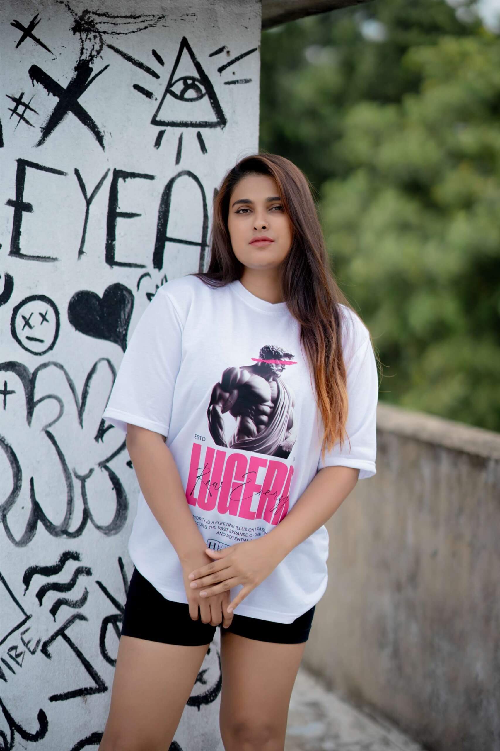 Lugerr Raw Energy high neck oversized tee – White - Image 2