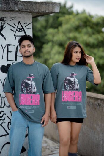 Lugerr Raw Energy high neck oversized tee – Slate Gray