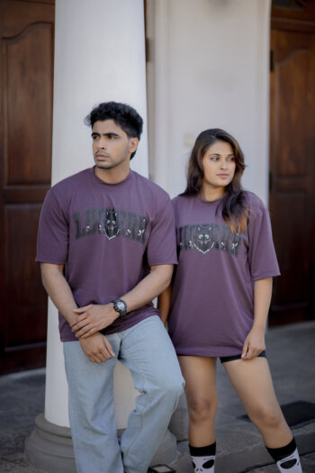 Lugerr Wolf high neck oversized tee – Smoky Purple