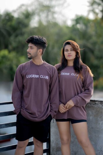 Lugerr Long Club long sleeve oversized tee - Plum Dust