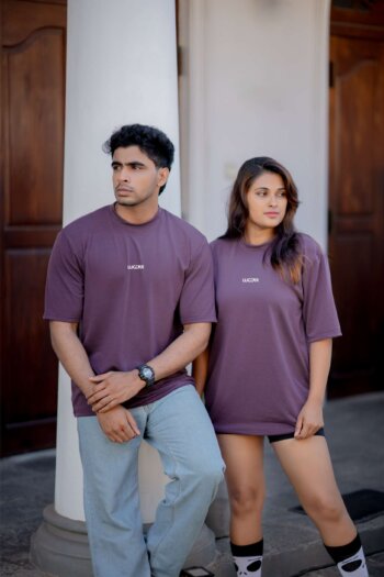 Lugerr Basic high neck oversized tee – Smoky Purple